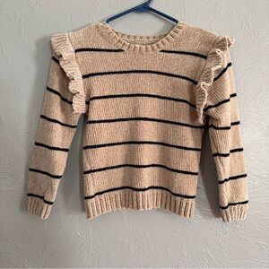 Jessica Simpson Beige and Black Ruffle Sweater Girls 6x